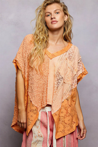 Vrouwen Tuniek Patchwork Kant Mooi Design