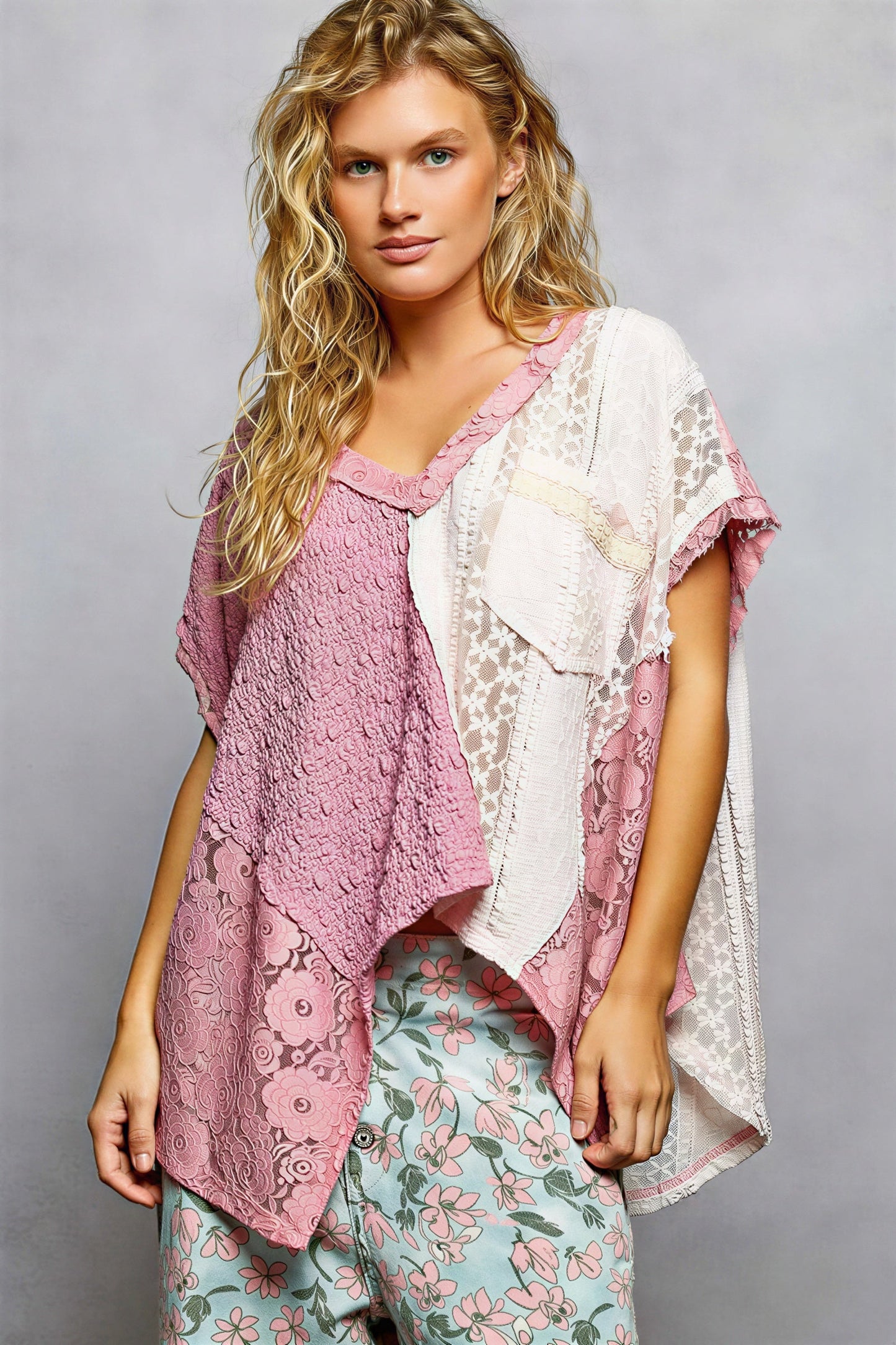 Vrouwelijke Asymmetrische Tuniek Top Kleurblokken Stijl