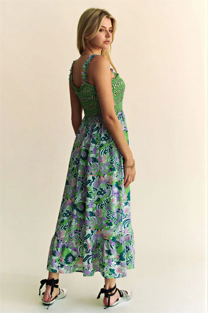 Dames Maxi Jurk Bloemenprint Gerimpeld Zomerjurk