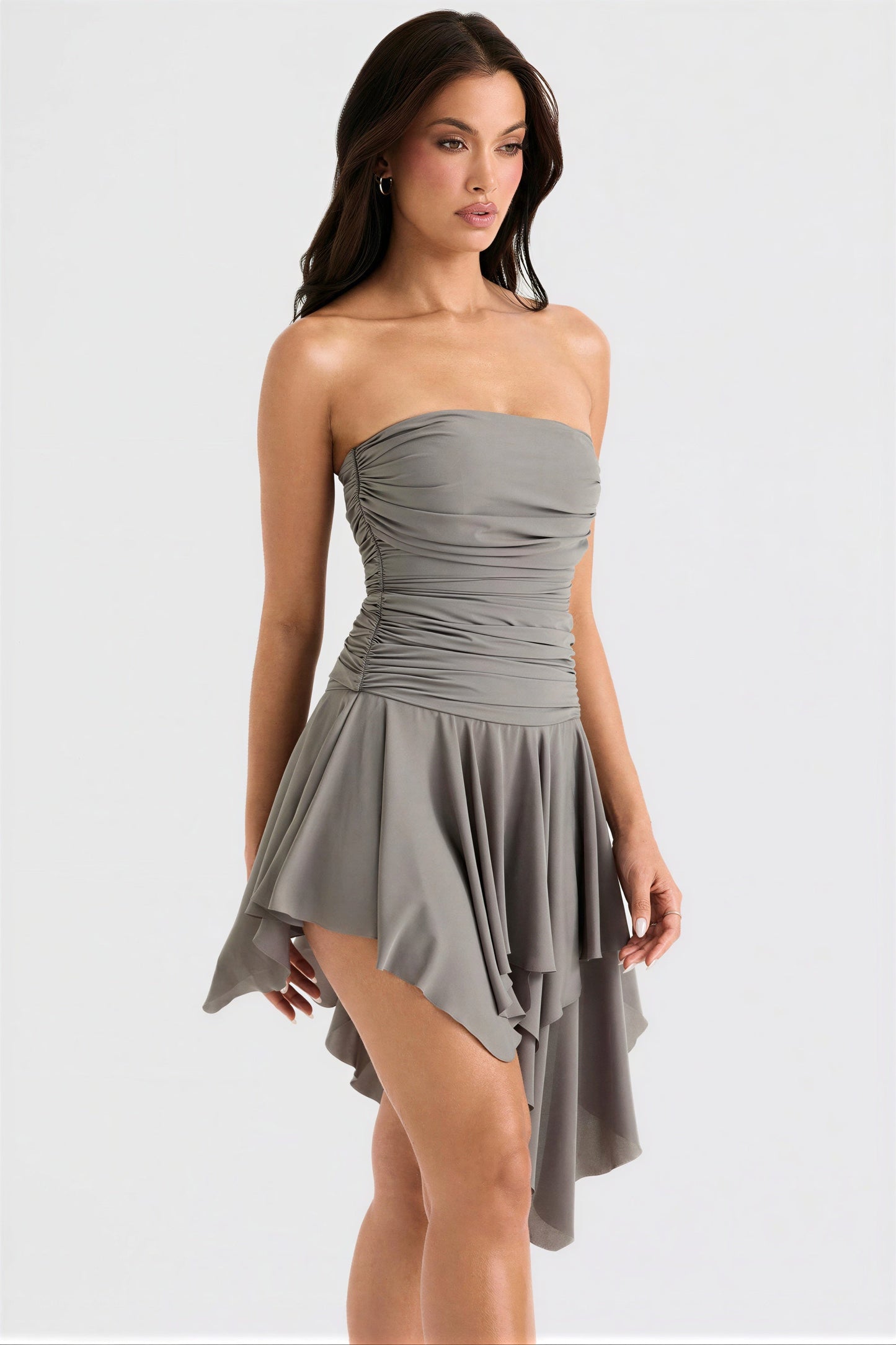 Vrouwelijke Asymmetrische Rok Jurk met Ruffles