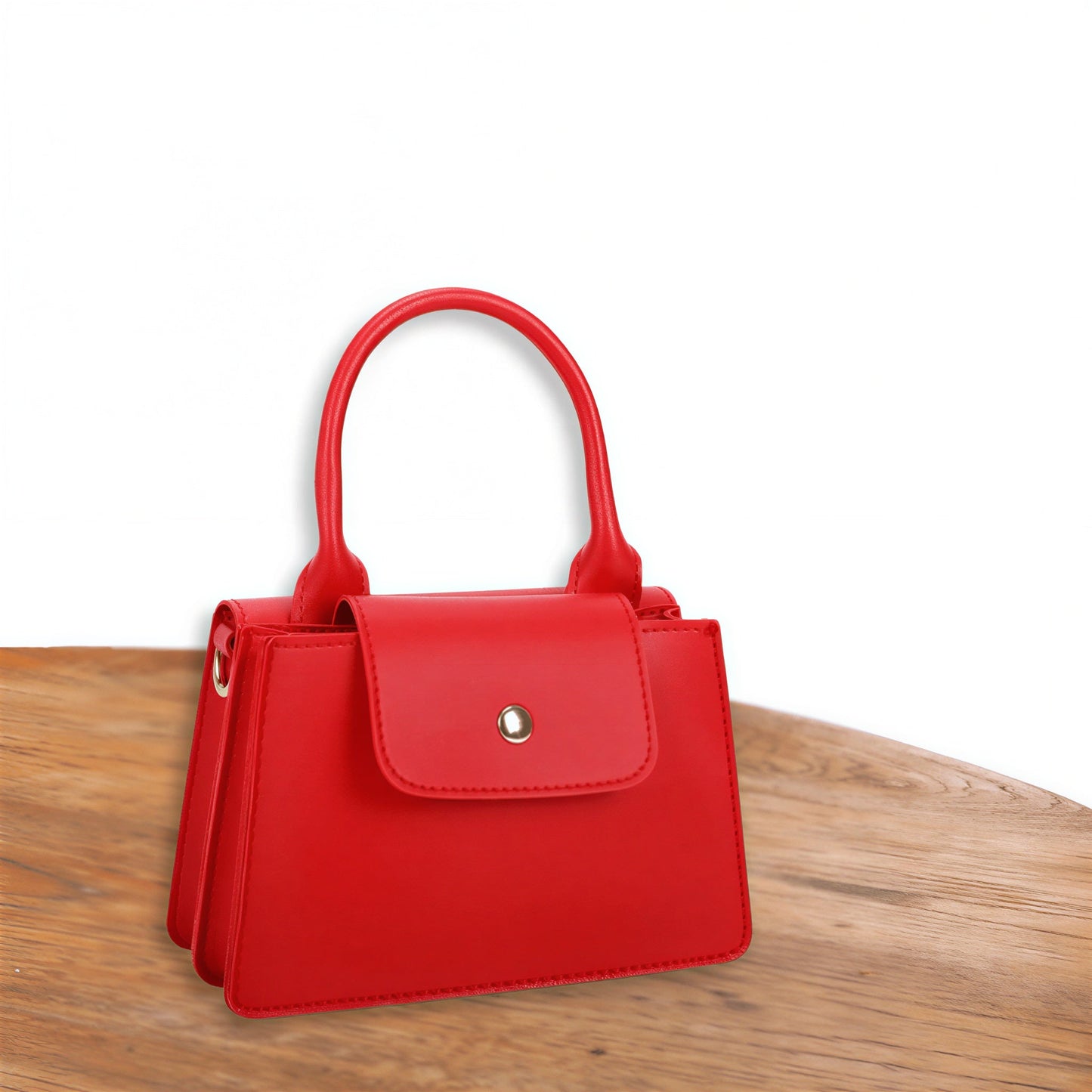 Dameshandtas Met Flapsluiting en Metalen Knop