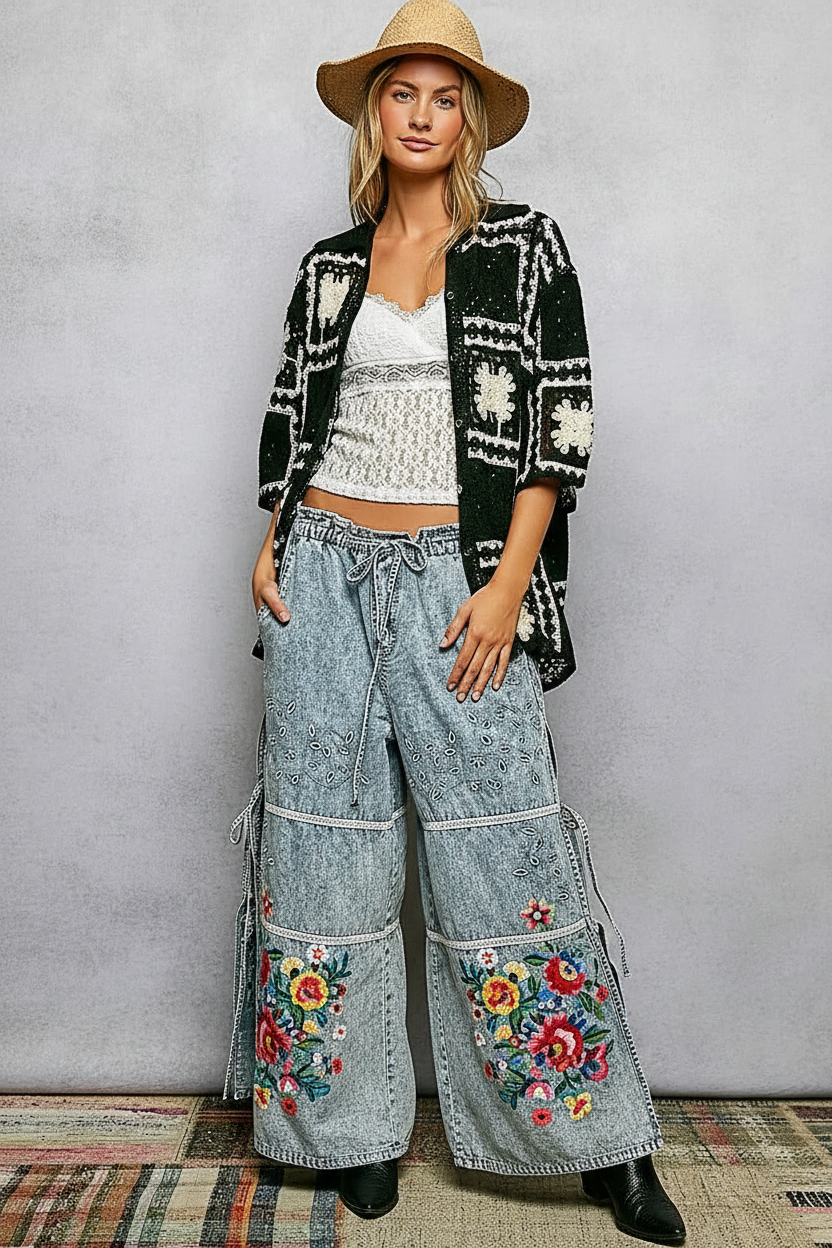 Vrouwen Cardigan Gehaakt Bloemenpatroon - StudioMarella
