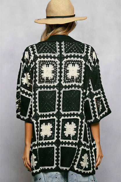 Vrouwen Cardigan Gehaakt Bloemenpatroon