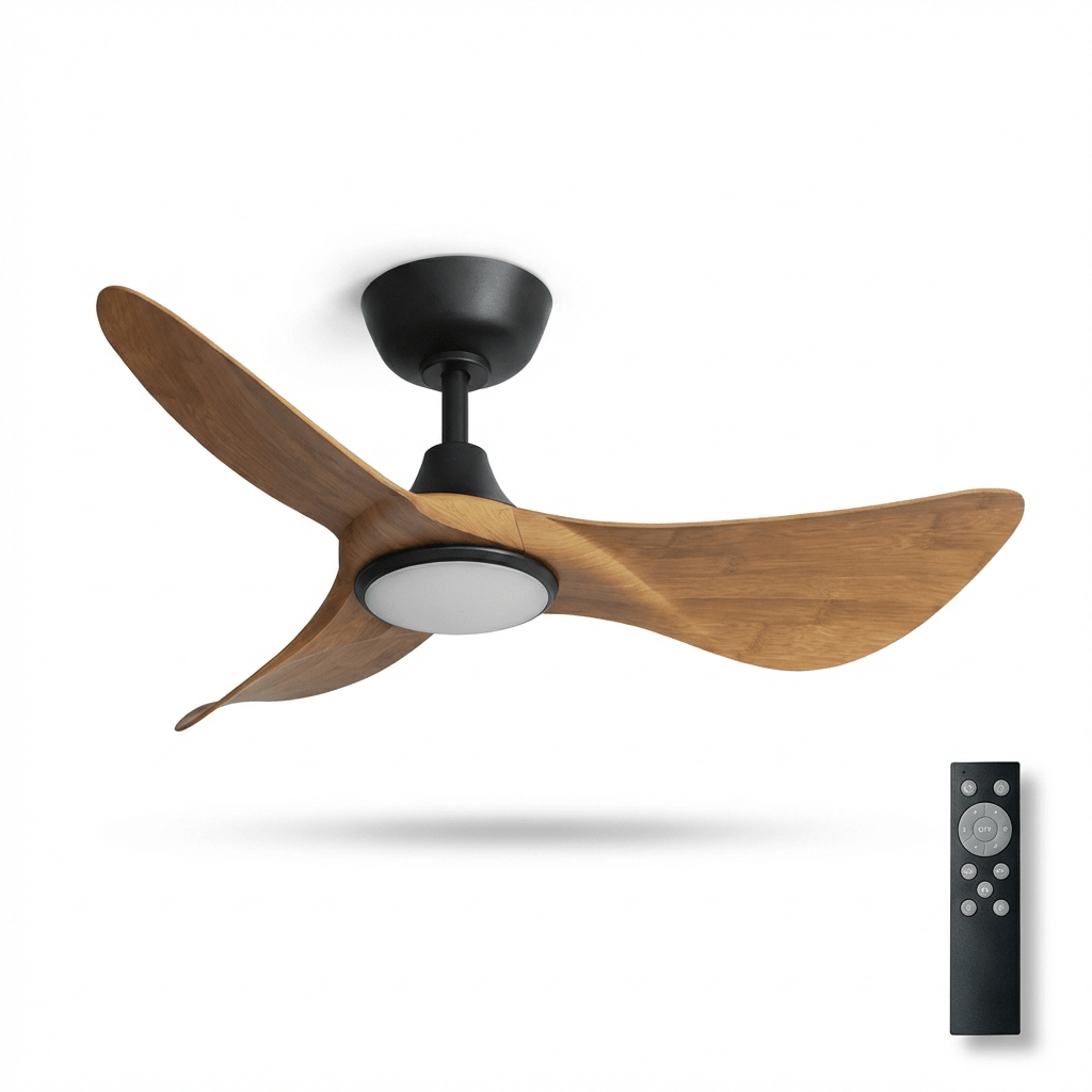 Plafondventilator Finn in Houtsnijwerk met Verlichting – Ø110 cm LED Dimbaar 6 Snelheden – Scandinavisch Design voor Woonkamer Slaapkamer Eetkamer – Afstandsbediening