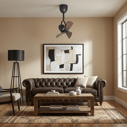 Plafondventilator met Verlichting Ø38cm – Kantelbaar Model met 6 Snelheden en Afstandsbediening – Modern Design met Houten Bladen – Geschikt voor Kleine Ruimtes