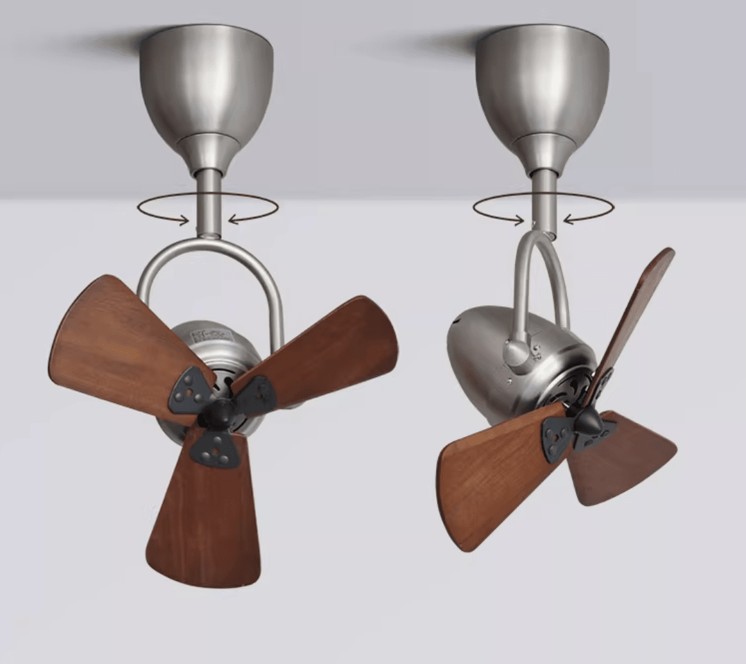 Plafondventilator met Verlichting Ø38cm – Kantelbaar Model met 6 Snelheden en Afstandsbediening – Modern Design met Houten Bladen – Geschikt voor Kleine Ruimtes