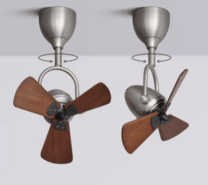 Plafondventilator met Verlichting Ø38cm – Kantelbaar Model met 6 Snelheden en Afstandsbediening – Modern Design met Houten Bladen – Geschikt voor Kleine Ruimtes
