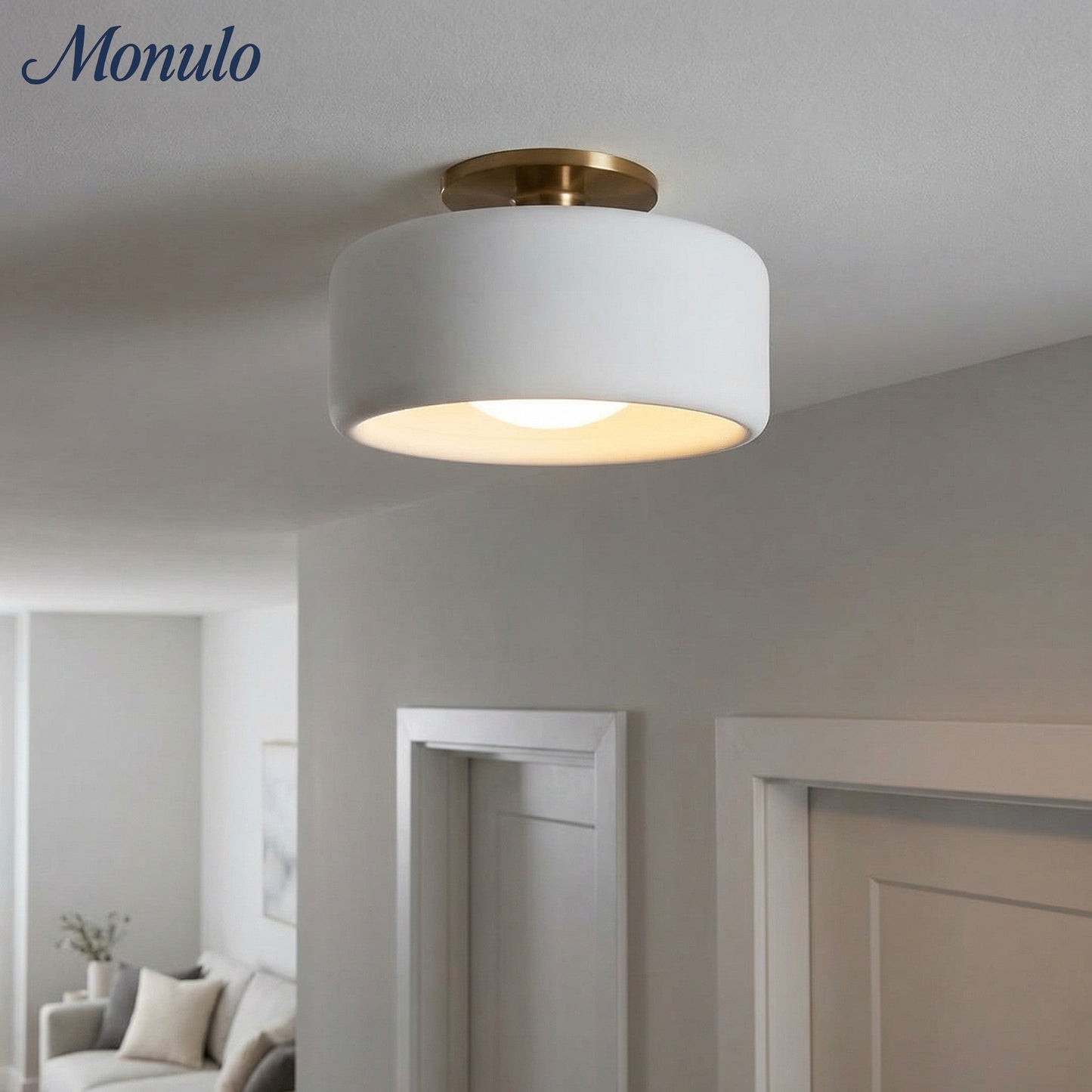 Porseleinen Plafondlamp met Strakke Montage – Moderne Lage Profiellamp Keramiek Opbouwverlichting