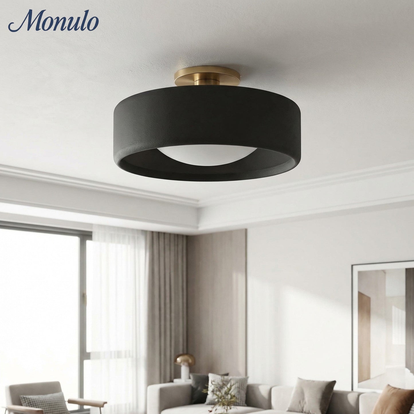 Porseleinen Plafondlamp met Strakke Montage – Moderne Lage Profiellamp Keramiek Opbouwverlichting