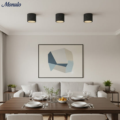 Cilindrische plafondlamp van travertijn – LED verlichting voor moderne interieurs