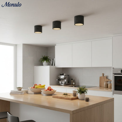 Cilindrische plafondlamp van travertijn – LED verlichting voor moderne interieurs