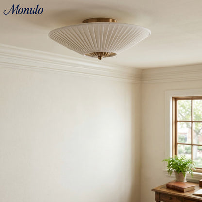 Semi-Flush Plafondlamp Metaal Stoffen Kap Gestroomlijnde Vormgeving Hedendaagse Verlichting Woonkamer Slaapkamer Scandinavisch Interieur Vintage Details