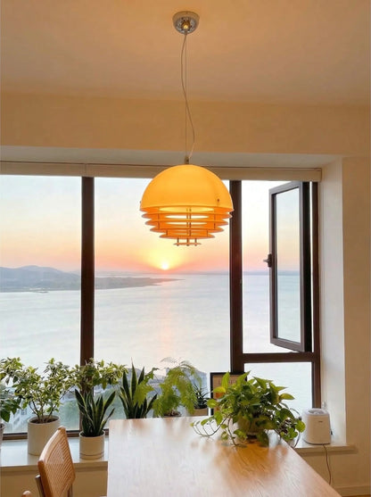 Stijlvolle Hanglamp Bauhaus Design Oranje-Wit Sfeerverlichting voor Moderne Interieurs