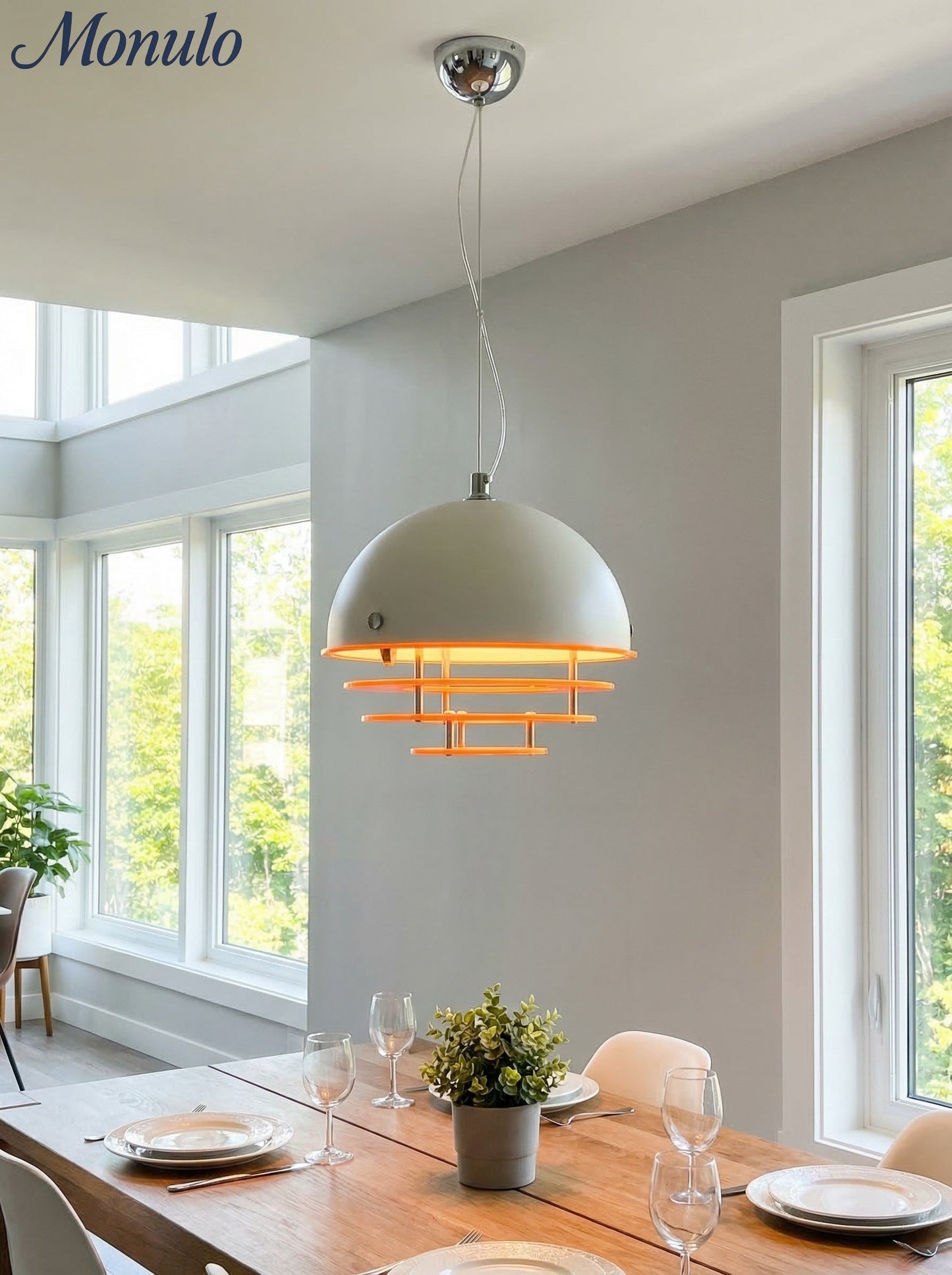 Stijlvolle Hanglamp Bauhaus Design Oranje-Wit Sfeerverlichting voor Moderne Interieurs