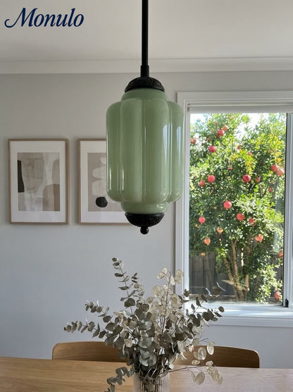 Vintage Glazen Hanglamp met Nostalgische Uitstraling – Verfijnde Verlichting voor Eetkamer en Keuken