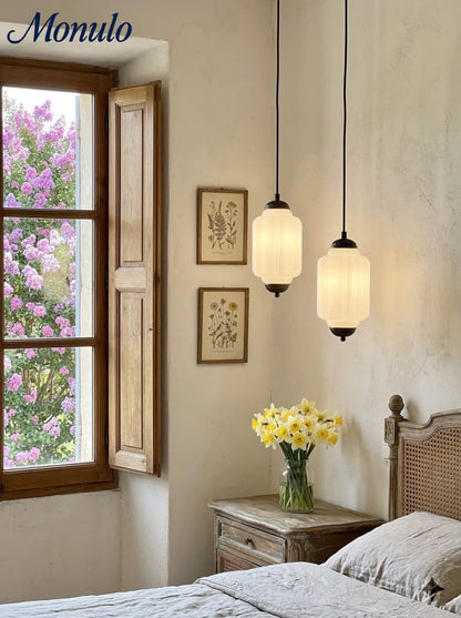 Vintage Glazen Hanglamp met Nostalgische Uitstraling – Verfijnde Verlichting voor Eetkamer en Keuken