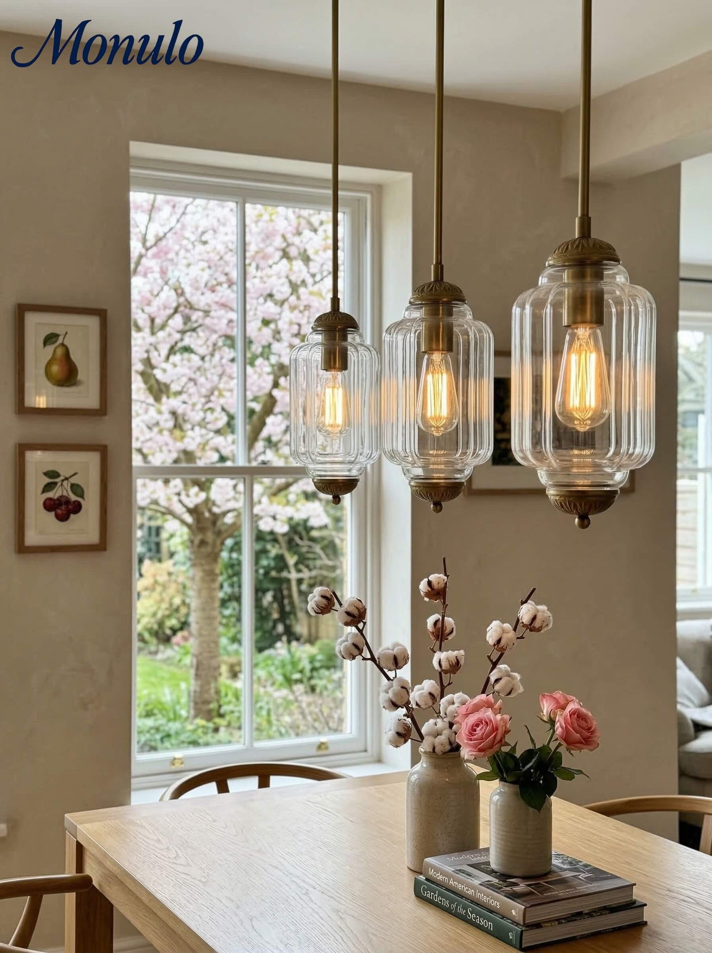 Vintage Glazen Hanglamp met Nostalgische Uitstraling – Verfijnde Verlichting voor Eetkamer en Keuken