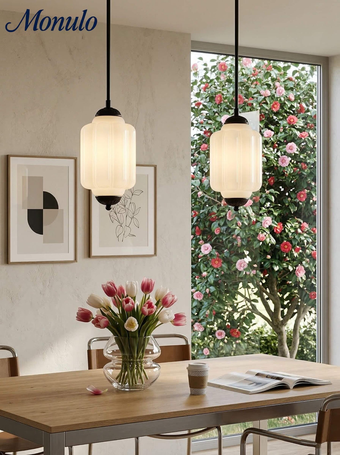 Vintage Glazen Hanglamp met Nostalgische Uitstraling – Verfijnde Verlichting voor Eetkamer en Keuken