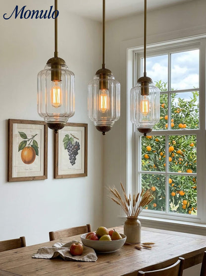 Vintage Glazen Hanglamp met Nostalgische Uitstraling – Verfijnde Verlichting voor Eetkamer en Keuken