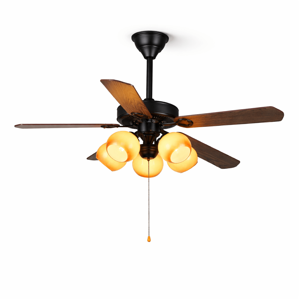 Theodore Vintage Plafondventilator met Verlichting — Retro Design met Dimbare Afstandsbediening