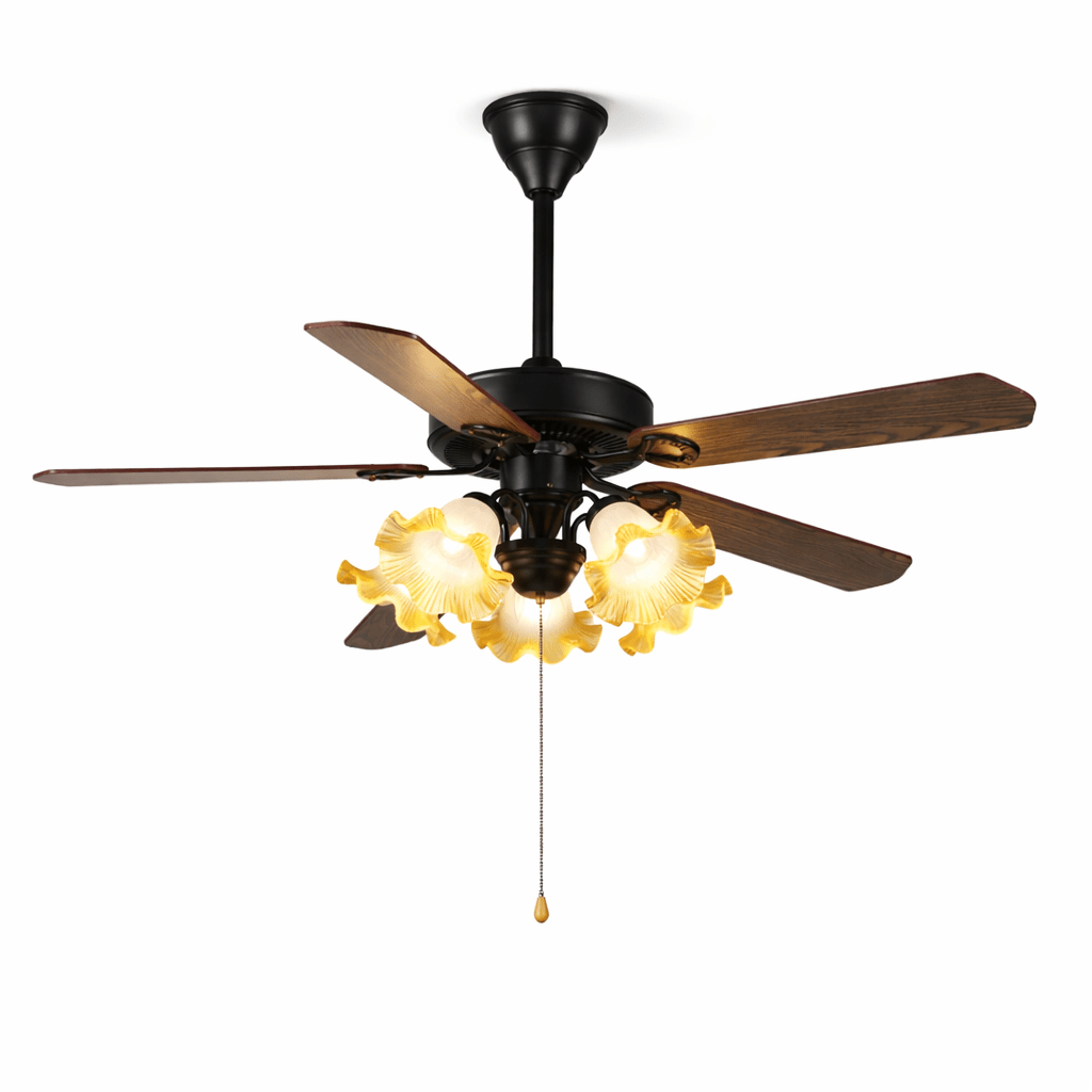 Theodore Vintage Plafondventilator met Verlichting — Retro Design met Dimbare Afstandsbediening