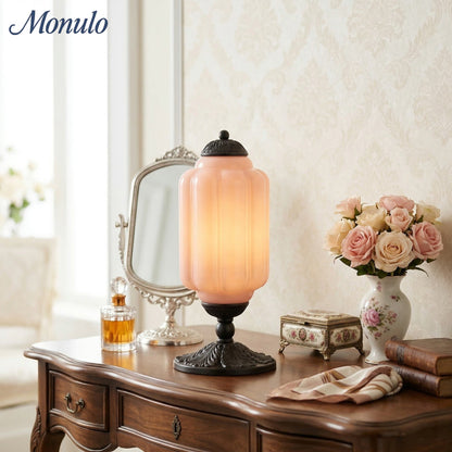 Glazen Tafellamp met Scallop Design Vintage Stijl Slaapkamer Woonkamer Accentverlichting Zwart Messing Matglas
