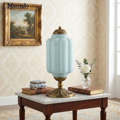 Glazen Tafellamp met Scallop Design Vintage Stijl Slaapkamer Woonkamer Accentverlichting Zwart Messing Matglas