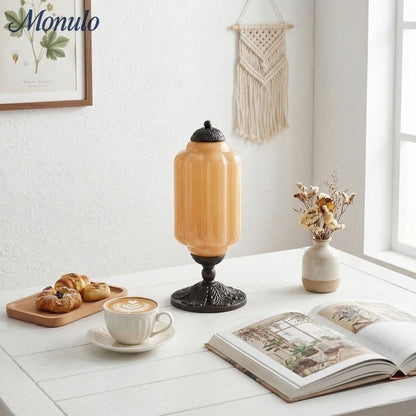 Glazen Tafellamp met Scallop Design Vintage Stijl Slaapkamer Woonkamer Accentverlichting Zwart Messing Matglas