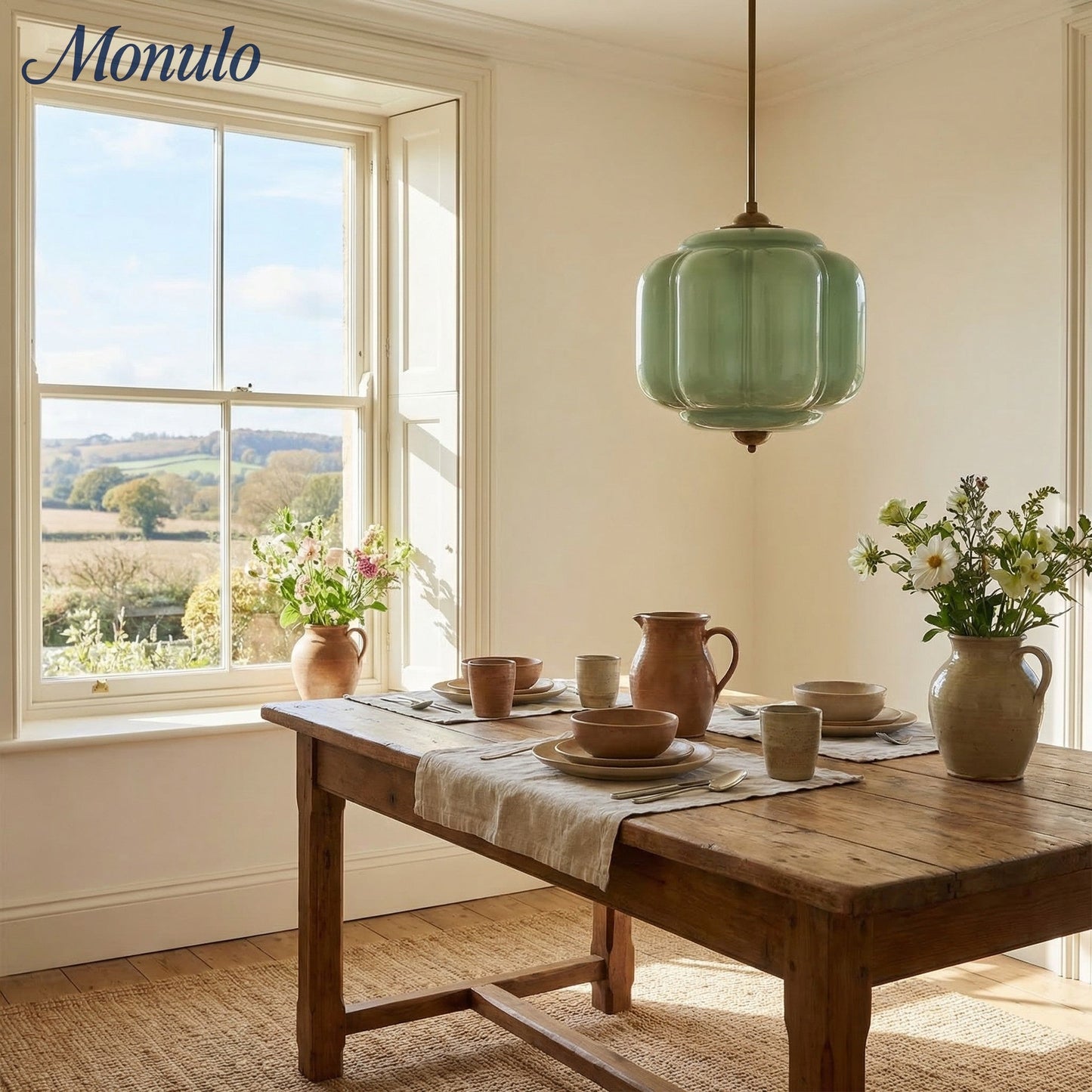 Vintage Melkglazen Hanglamp met Gegolfde Rand – Scandinavische Sfeerverlichting voor Keuken en Slaapkamer