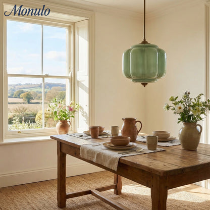 Vintage Melkglazen Hanglamp met Gegolfde Rand – Scandinavische Sfeerverlichting voor Keuken en Slaapkamer