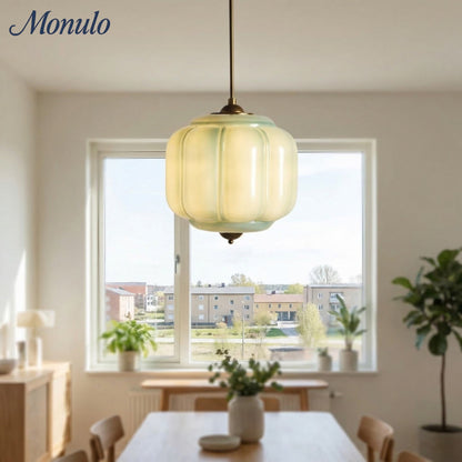 Vintage Melkglazen Hanglamp met Gegolfde Rand – Scandinavische Sfeerverlichting voor Keuken en Slaapkamer