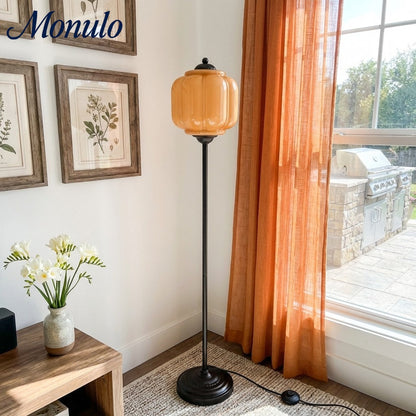 Decoratieve Glazen Pompoen Vloerlamp Retro Organische Stijl Woonkamer Staande Lamp