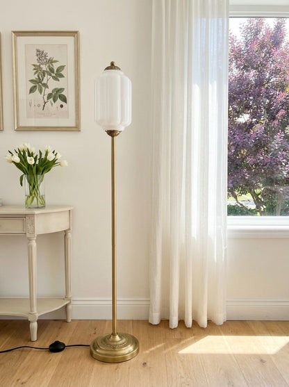 Decoratieve Glazen Pompoen Vloerlamp Retro Organische Stijl Woonkamer Staande Lamp