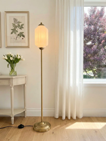 Decoratieve Glazen Pompoen Vloerlamp Retro Organische Stijl Woonkamer Staande Lamp
