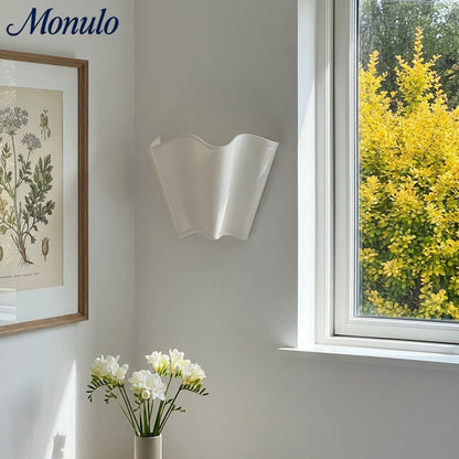 Wandlamp met Scalloped Linnen Kap Retro Design Klassieke Sfeerverlichting voor Woonkamer Slaapkamer Leeshoek