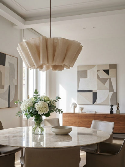 Geplisseerde Stoffen Hanglamp – Minimalistische Scandinavische Verlichting voor Eetkamer & Woonkamer