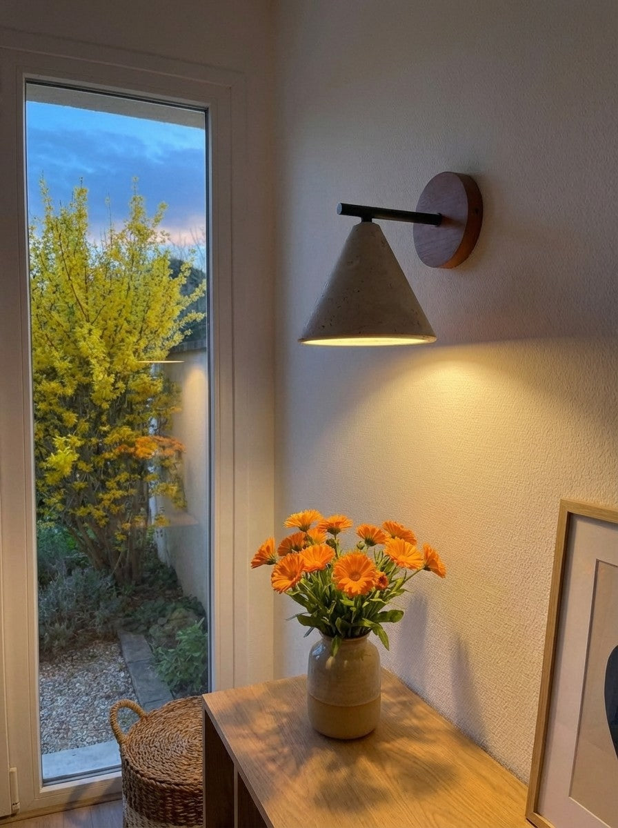 Travertijn Wandlamp Taps Toelopend Design Minimalistische Accentverlichting Slaapkamer Woonkamer