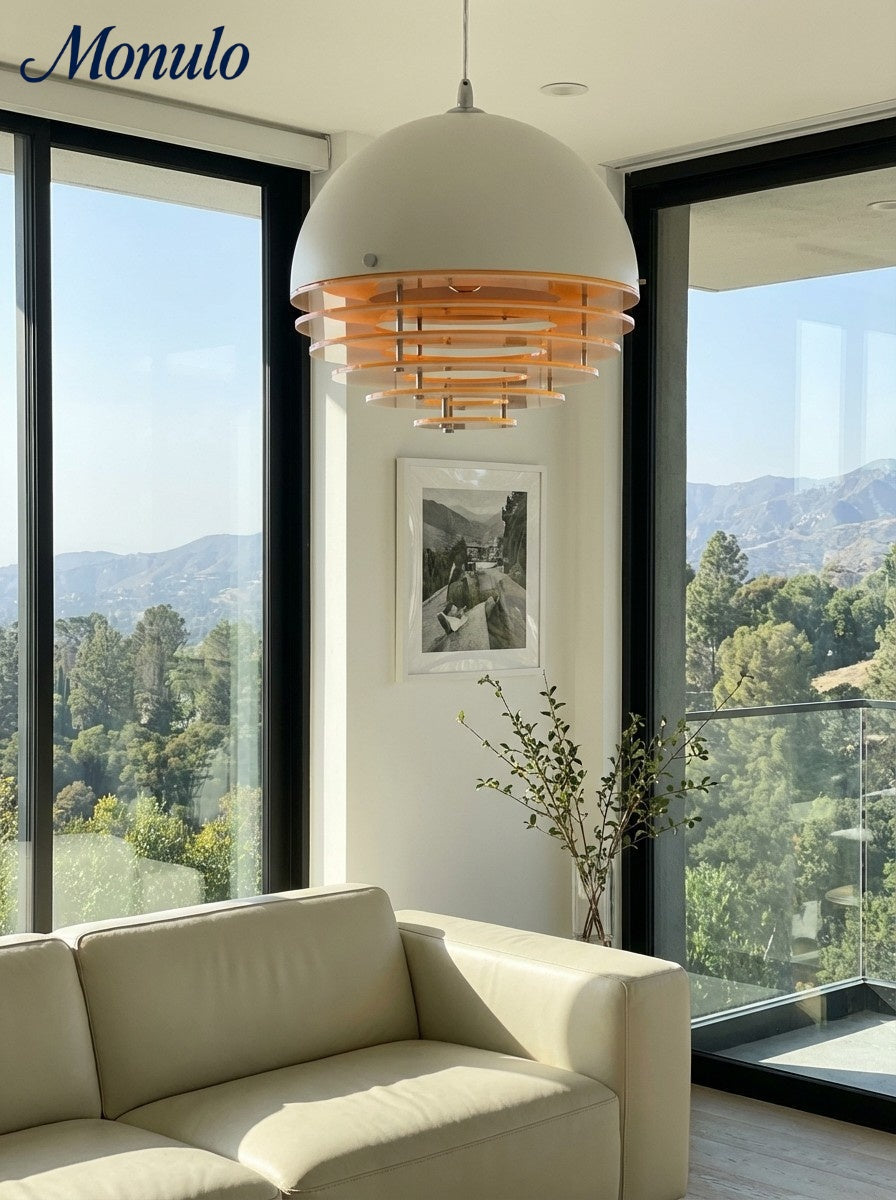 Stijlvolle Hanglamp Bauhaus Design Oranje-Wit Sfeerverlichting voor Moderne Interieurs