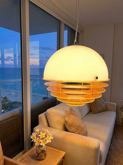 Stijlvolle Hanglamp Bauhaus Design Oranje-Wit Sfeerverlichting voor Moderne Interieurs
