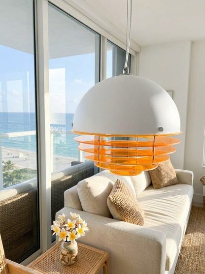 Stijlvolle Hanglamp Bauhaus Design Oranje-Wit Sfeerverlichting voor Moderne Interieurs