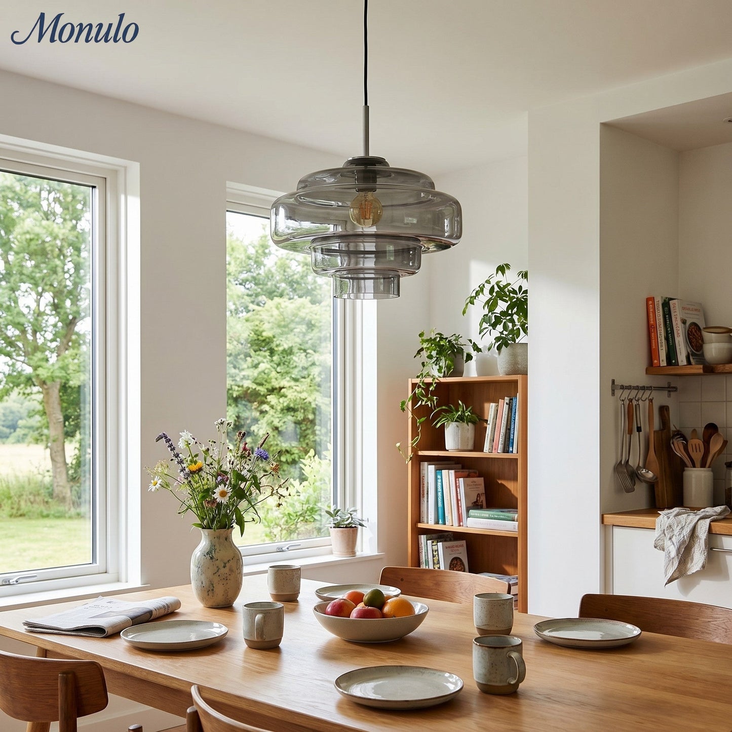 Gekleurde Glazen Hanglamp met Verstelbare Ophanging – Moderne Lichtpunt voor Eetkamer Keuken Woonkamer