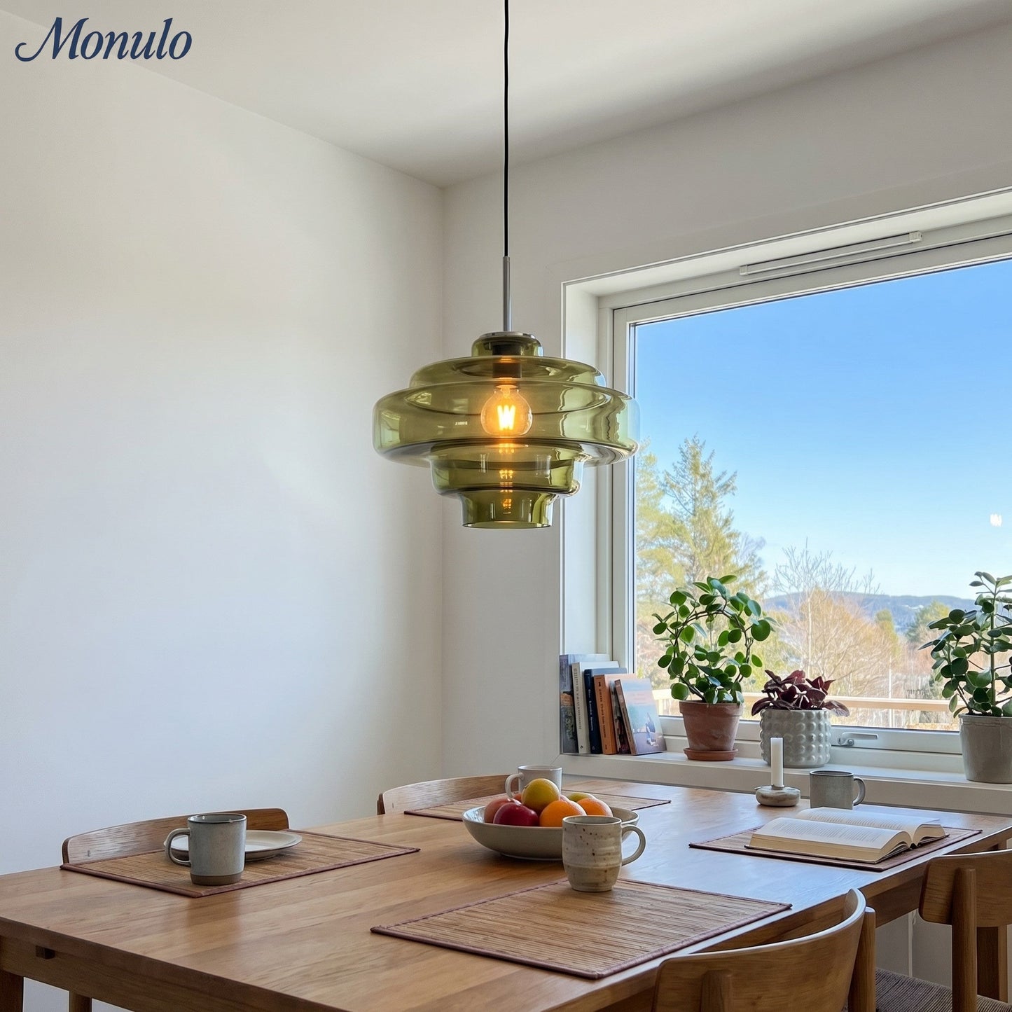 Gekleurde Glazen Hanglamp met Verstelbare Ophanging – Moderne Lichtpunt voor Eetkamer Keuken Woonkamer