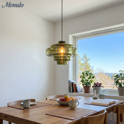 Gekleurde Glazen Hanglamp met Verstelbare Ophanging – Moderne Lichtpunt voor Eetkamer Keuken Woonkamer