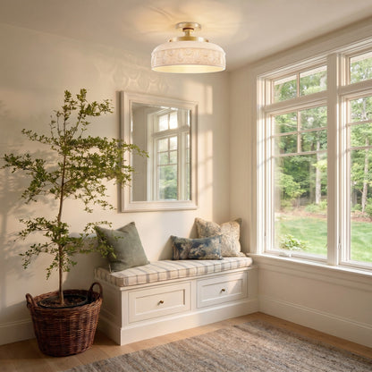 Moderne Plafondlamp met Getextureerde Glazen Schijf – Goud, Zwart & Groen – Ø30cm Designverlichting voor Woonkamer, Slaapkamer, Gang