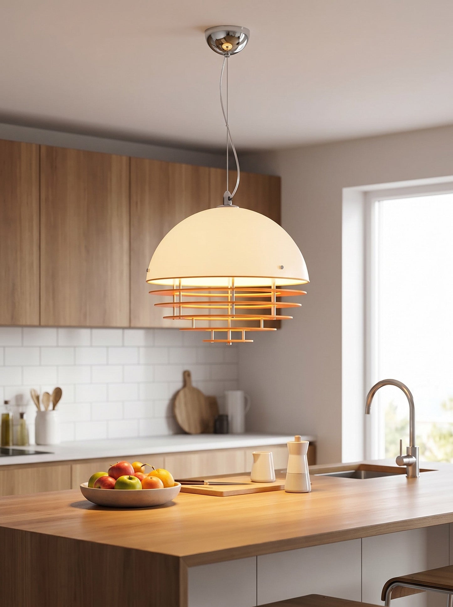 Stijlvolle Hanglamp Bauhaus Design Oranje-Wit Sfeerverlichting voor Moderne Interieurs
