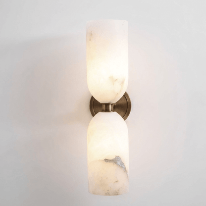 Alabasten Wandlamp met Messing — Dubbele Lichtschijven en Centrale Metalen Ster