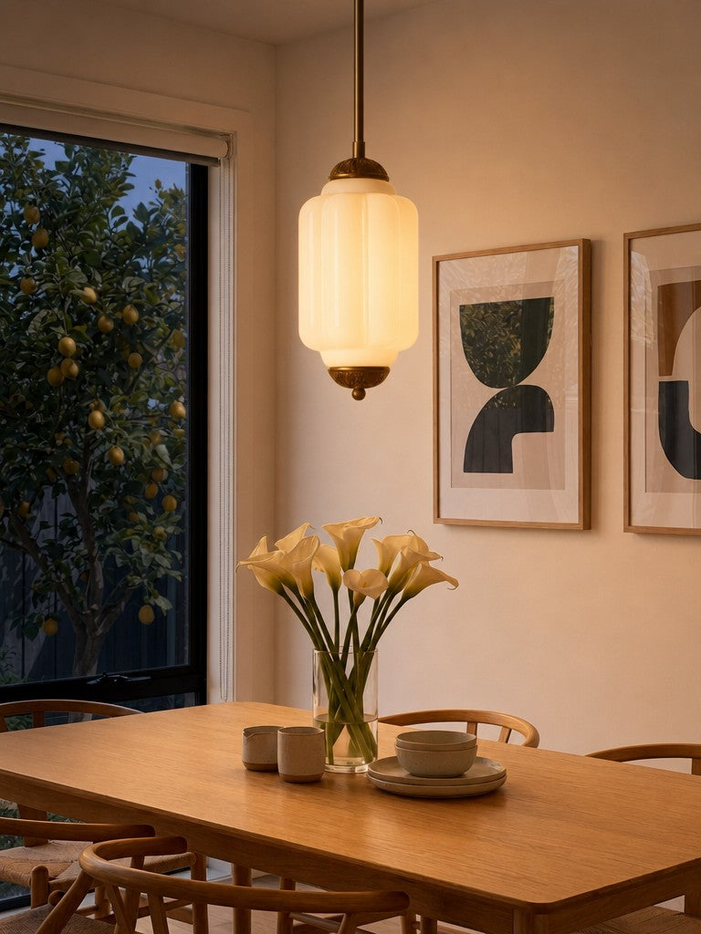 Vintage Glazen Hanglamp met Nostalgische Uitstraling – Verfijnde Verlichting voor Eetkamer en Keuken