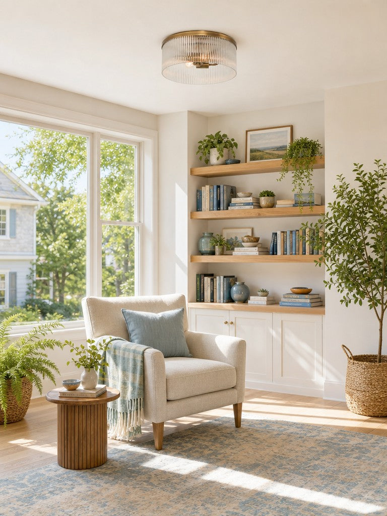 Geribbelde Glazen Plafondlamp Modern Laagbouw Ontwerp Slaapkamer Woonkamer Gang