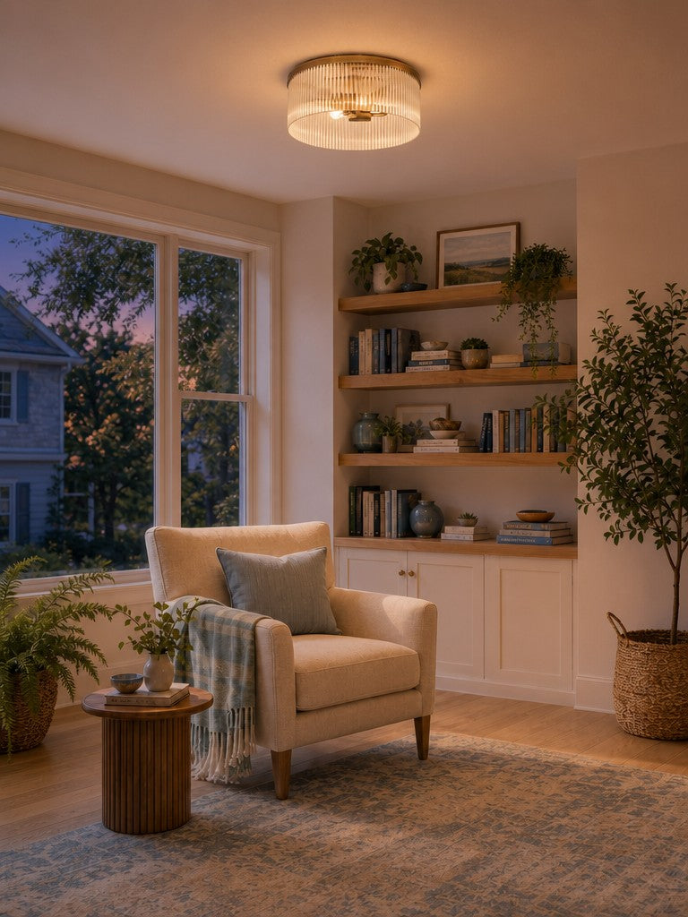 Geribbelde Glazen Plafondlamp Modern Laagbouw Ontwerp Slaapkamer Woonkamer Gang