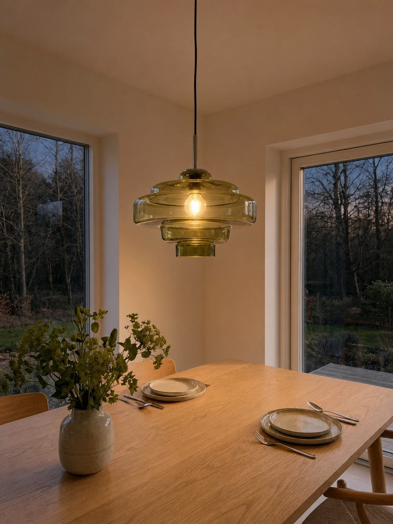 Gekleurde Glazen Hanglamp met Verstelbare Ophanging – Moderne Lichtpunt voor Eetkamer Keuken Woonkamer